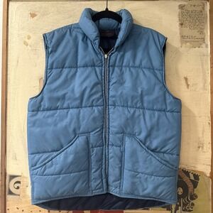 Vintage A & M Industries Puffer Vest‎ Unisex  Made in USA Blue Size L